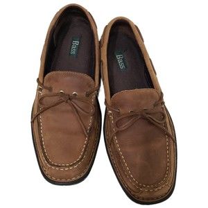 Men's Bass-Voyager Brown Leather Loafers, Size 10.5